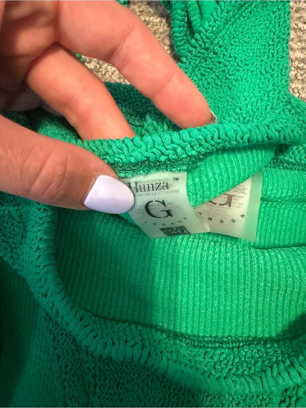 Hunza G Green Textured Bandeau Bikini Set - Picture 3 of 3